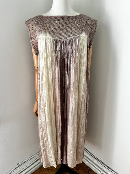 1970's Ombre Grecian Cotton Smock Mini Dress