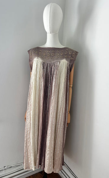 1970's Ombre Grecian Cotton Smock Mini Dress