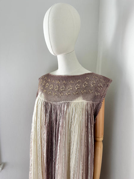 1970's Ombre Grecian Cotton Smock Mini Dress