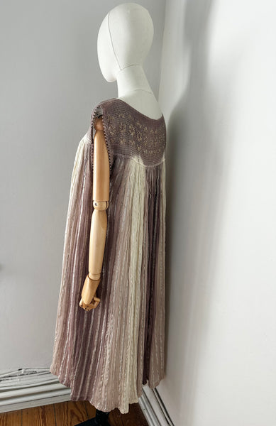 1970's Ombre Grecian Cotton Smock Mini Dress