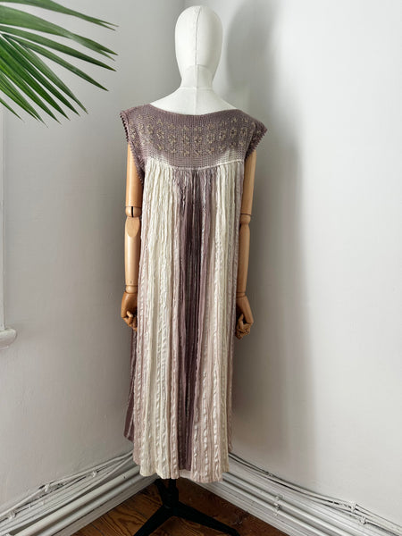 1970's Ombre Grecian Cotton Smock Mini Dress