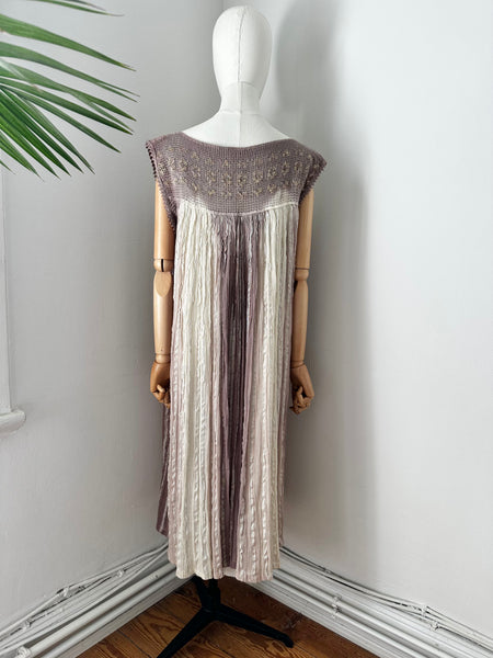 1970's Ombre Grecian Cotton Smock Mini Dress