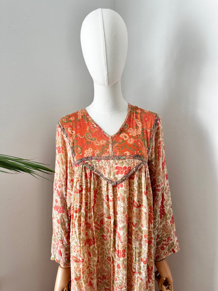 1970's Indian Cotton Gauze Dress