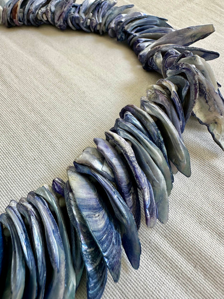 Vintage Mussel Shell Necklace, Coastal Boho Statement Jewellery
