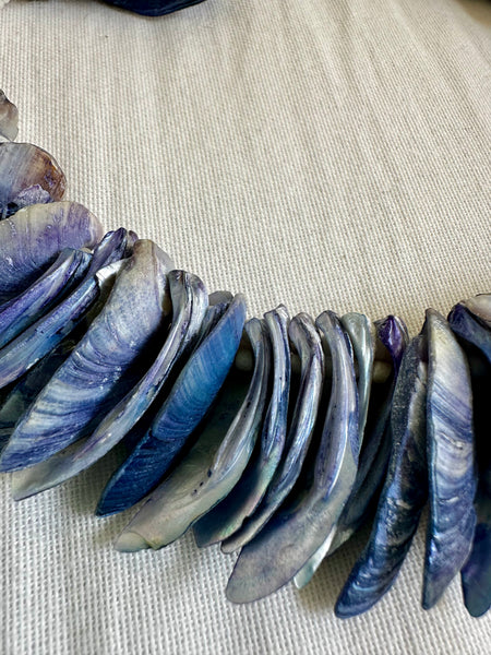 Vintage Mussel Shell Necklace, Coastal Boho Statement Jewellery
