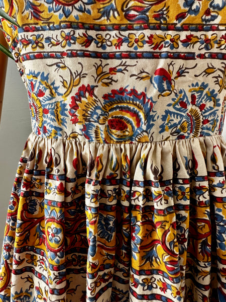 1970's Indian Cotton Block Sun Dress