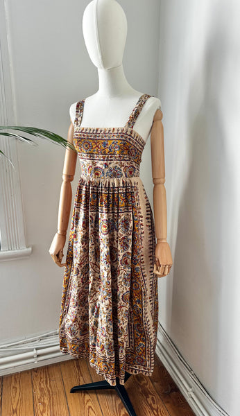 1970's Indian Cotton Block Sun Dress