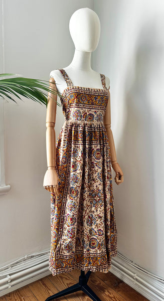 1970's Indian Cotton Block Sun Dress