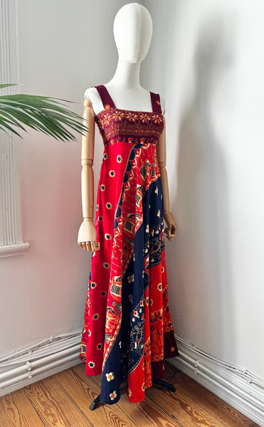 1970's Indian Cotton Block Sun Dress Maxi