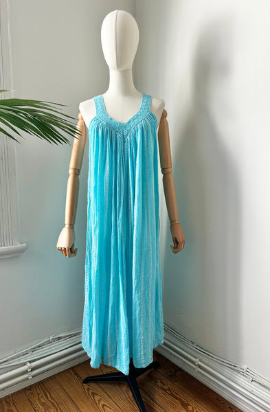 1970's Grecian Cotton Smock Mini Dress