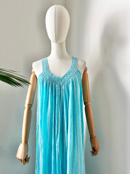 1970's Grecian Cotton Smock Mini Dress