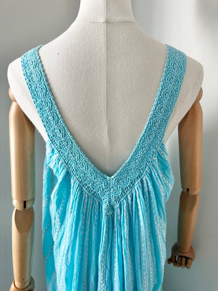 1970's Grecian Cotton Smock Mini Dress
