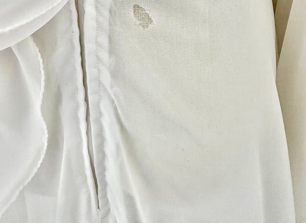Rare 1970s White Prairie Maxi Dress with Waterfall Sleeves