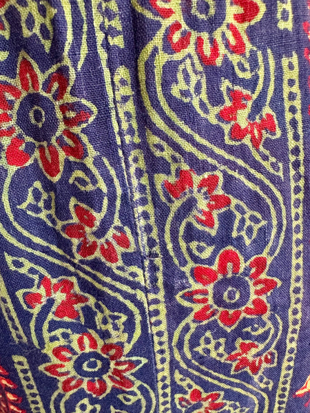 1970's Indian Cotton Block Dress Maxi