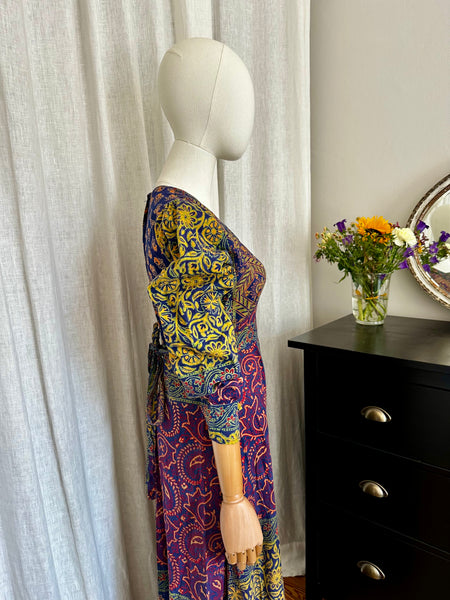 1970's Indian Cotton Block Dress Maxi