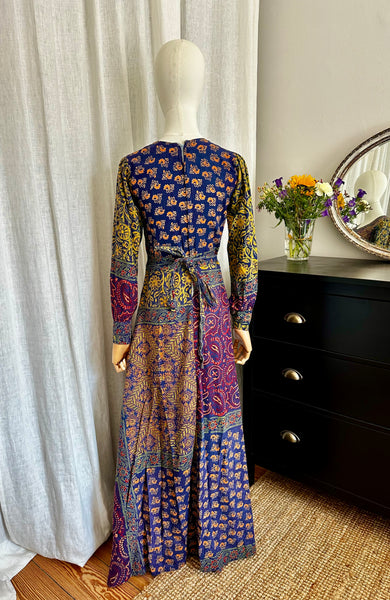 1970's Indian Cotton Block Dress Maxi