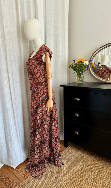 1970's Indian Cotton Block Dress Maxi