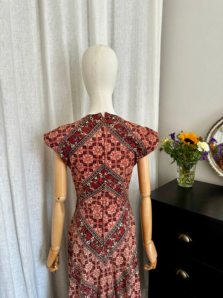 1970's Indian Cotton Block Dress Maxi