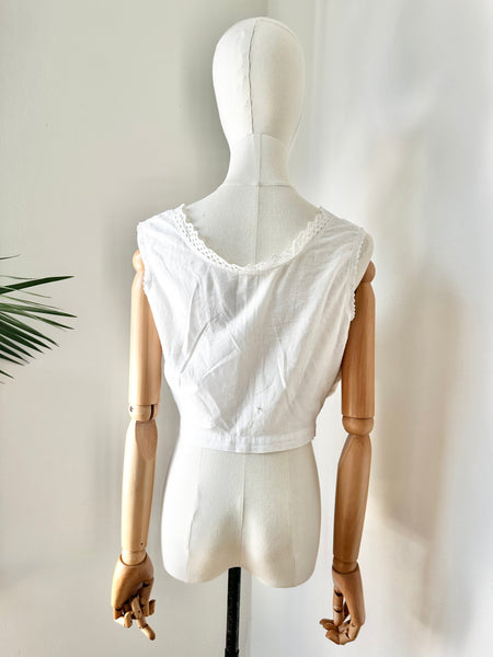 Antique Cotton Anglaise White Floral Prairie Top