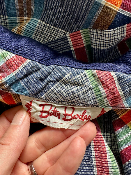 1970's Betty Barclay Checked Paid Prairie Maxi Dress