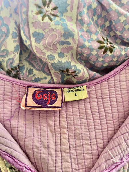 1970's Purple Indian Cotton Gauze Midi Dress