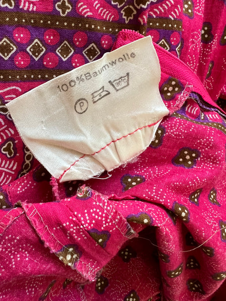 Vintage Pink Indian Cotton Floral Maxi Dress