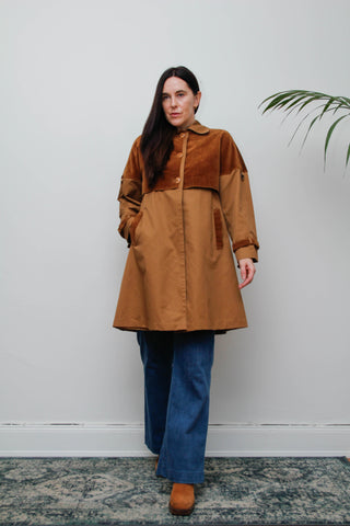 1970's Vintage Cord Cotton Trench Jacket Coat