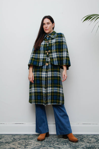 1970's Tartan Blanket Wool Cape