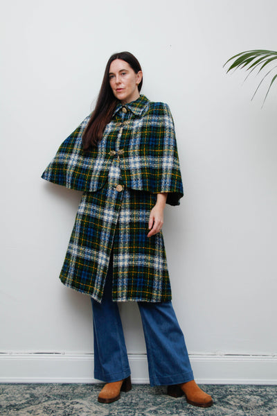1970's Tartan Blanket Wool Cape