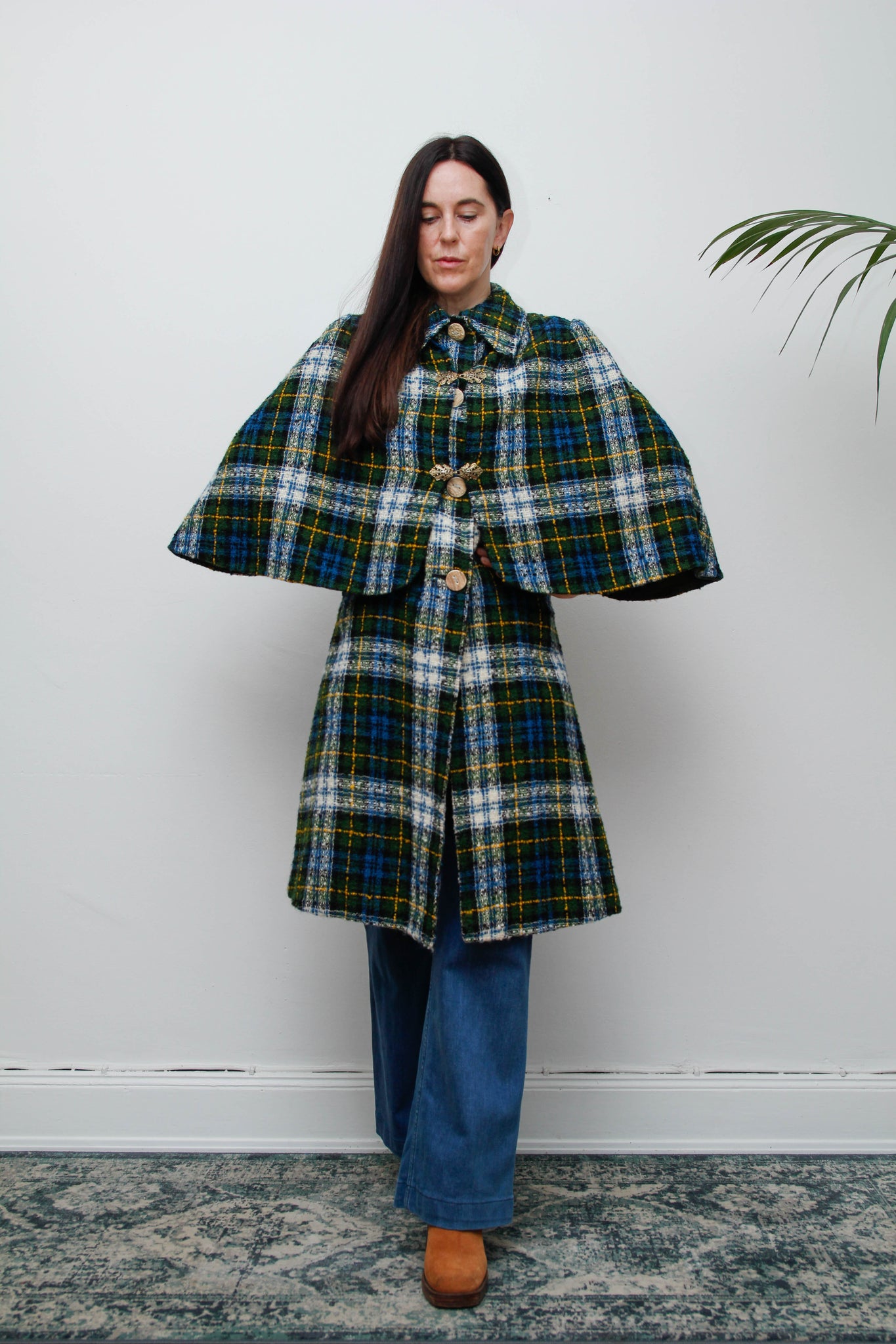 1970's Tartan Blanket Wool Cape