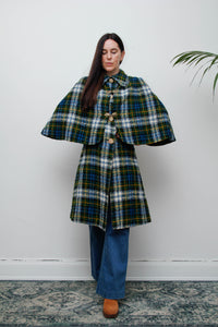 1970's Tartan Blanket Wool Cape