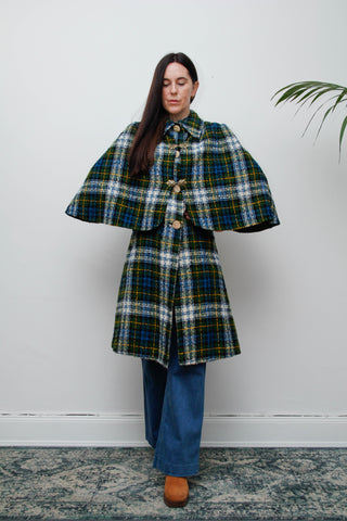 1970's Tartan Blanket Wool Cape