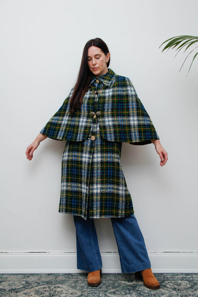 1970's Tartan Blanket Wool Cape
