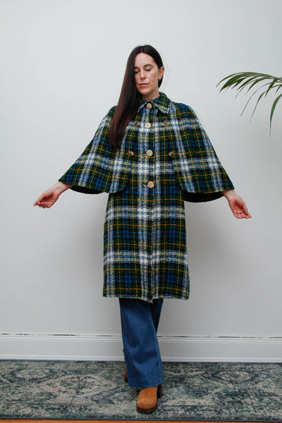 1970's Tartan Blanket Wool Cape