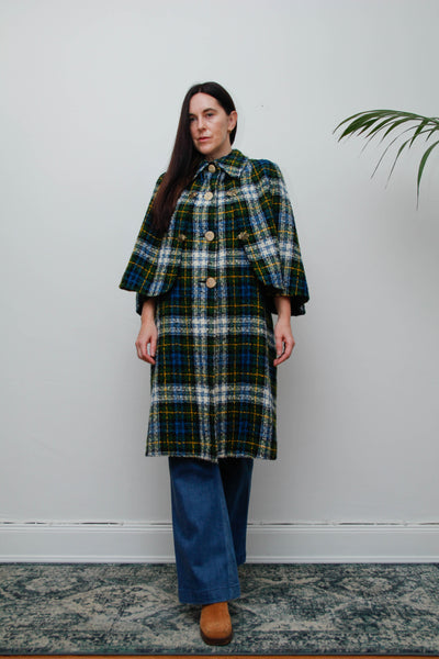 1970's Tartan Blanket Wool Cape