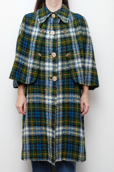 1970's Tartan Blanket Wool Cape