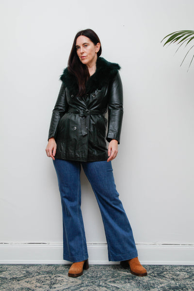 Vintage green leather jacket