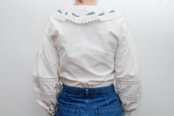 1980's Large Frilled Romantic Peter Pan Collar Blouse