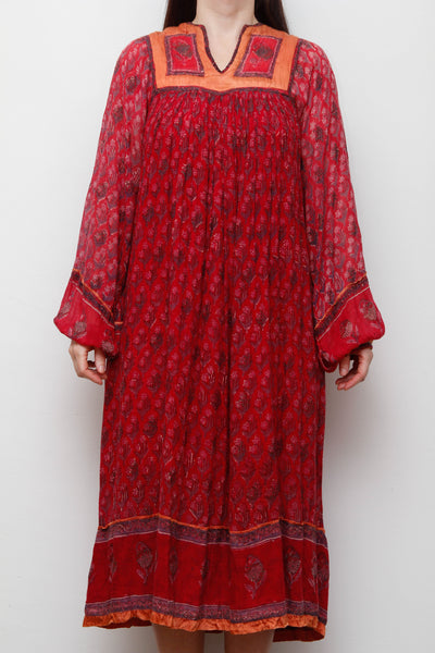 Rare Vintage Indian Cotton Gauze Dress – Bohemian Berry Floral