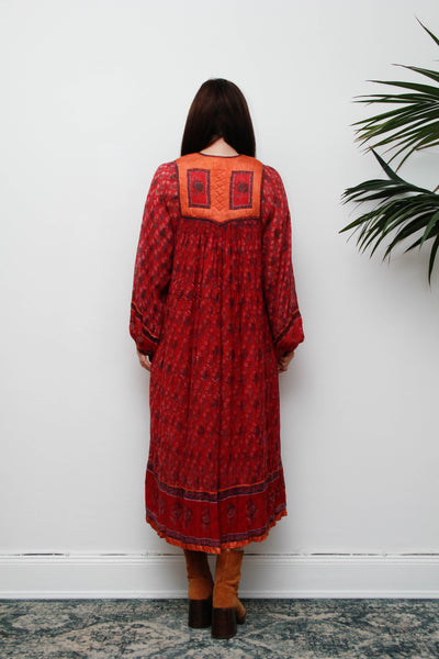 Rare Vintage Indian Cotton Gauze Dress – Bohemian Berry Floral