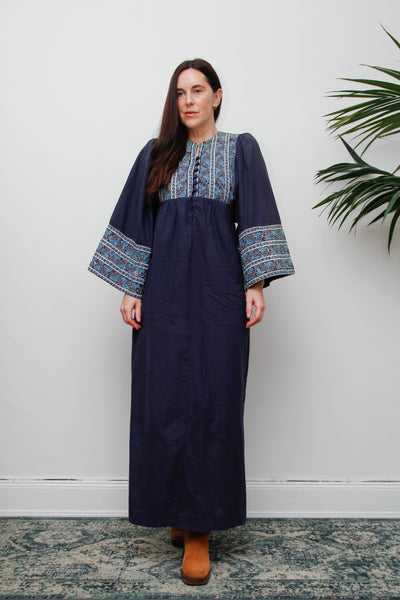 Rare Boho Vintage Indian Cotton Kaftan Dress 100% Cotton