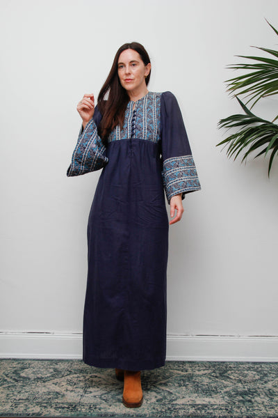 Rare Boho Vintage Indian Cotton Kaftan Dress 100% Cotton
