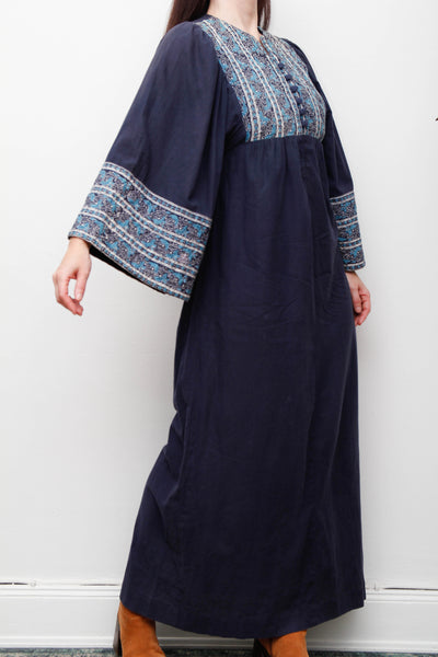 Rare Boho Vintage Indian Cotton Kaftan Dress 100% Cotton