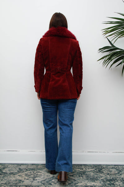 Vintage 1970s Penny Lane Suede Coat – Berry Sheepskin Collar