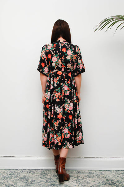 Rare Ann Reeves & Co Vintage Dress – Navy Pink Floral Bohemian
