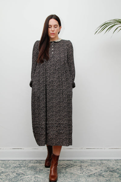 Vintage Navy Ditsy Floral Peter Pan Collar Dress