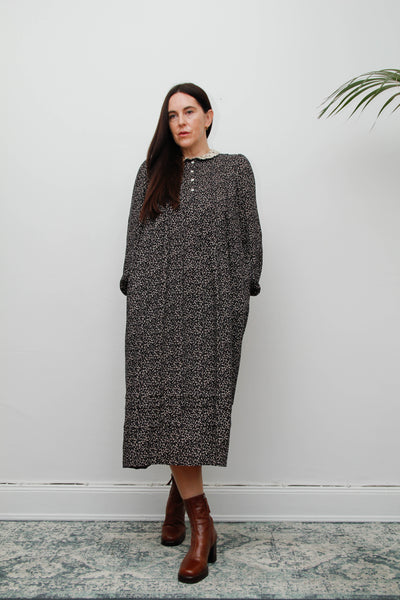 Vintage Navy Ditsy Floral Peter Pan Collar Dress