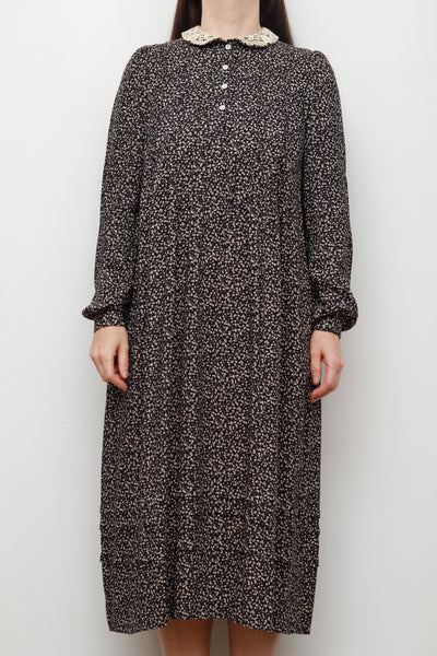 Vintage Navy Ditsy Floral Peter Pan Collar Dress