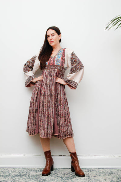 Vintage 1970's Indian Block Kaftan Dress