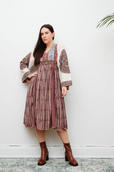 Vintage 1970's Indian Block Kaftan Dress